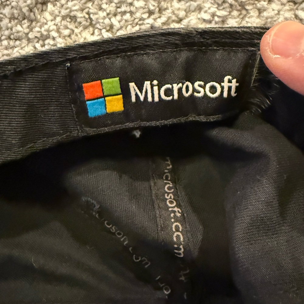 Microsoft Hat Cap StrapBack Structured Adjustable Black OS Computer Software * - Picture 7 of 9